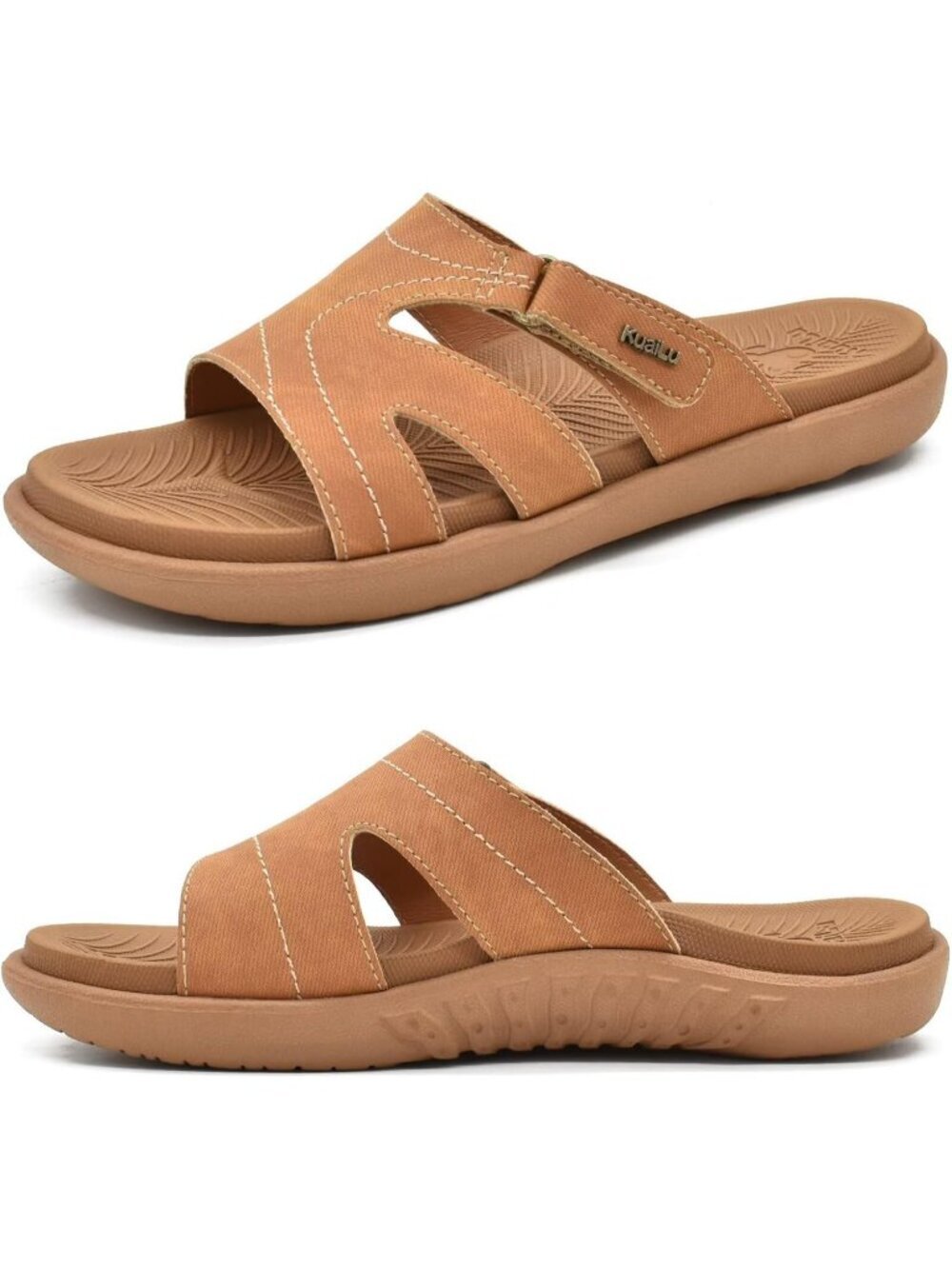 Women's Khaki Orthotic Slides Ladies Athletic Yoga Mat Memory Foam Sandal Shoes